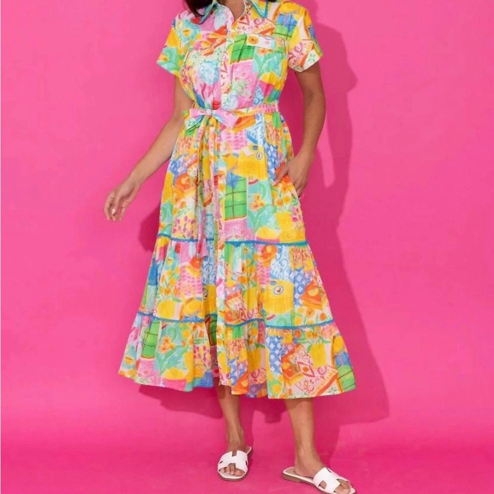 NWT Alden Adair Rachel Van Gogh Maxi Dress Colorful Multi Summer Size Small